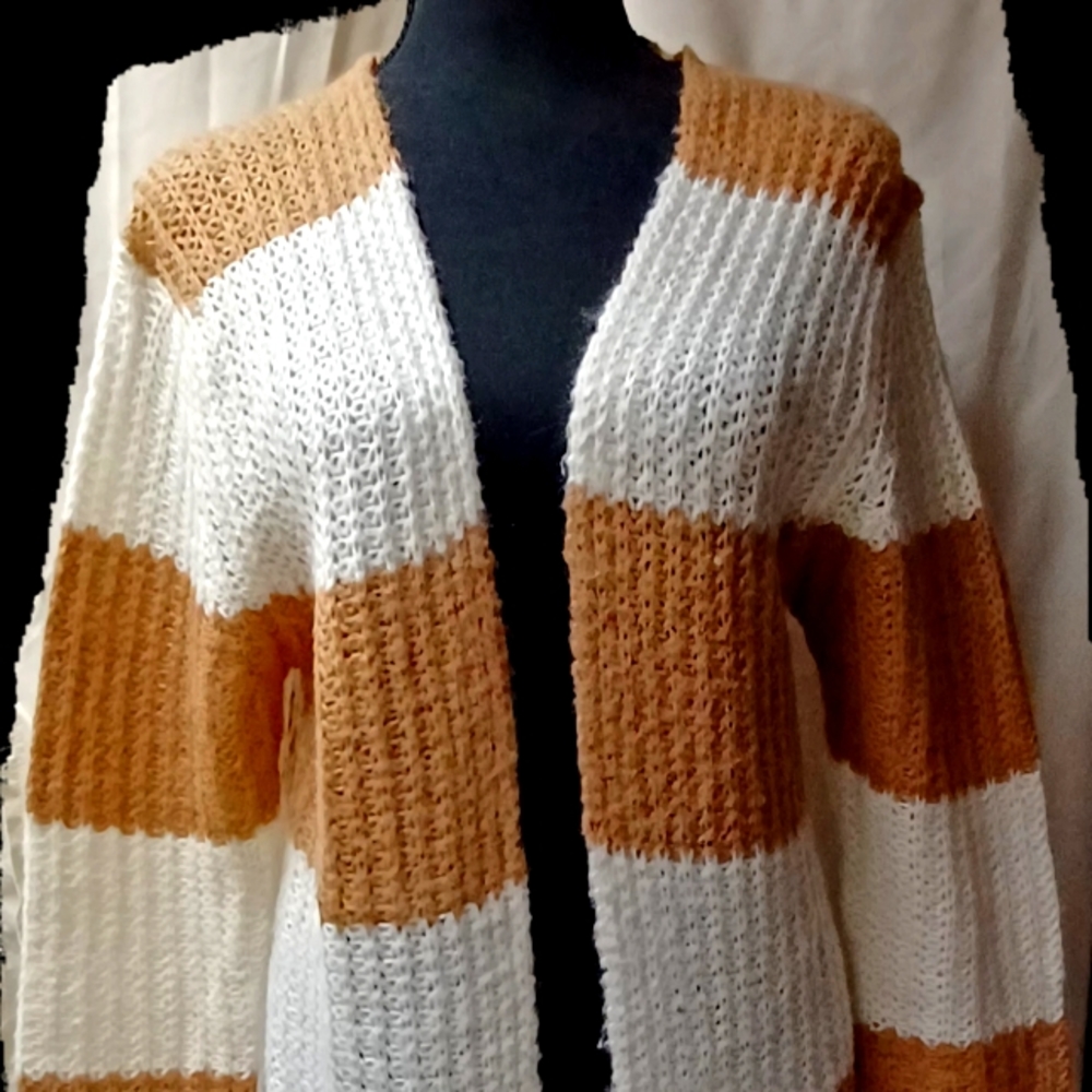 Love By Chesley - Tan and White Cardigan